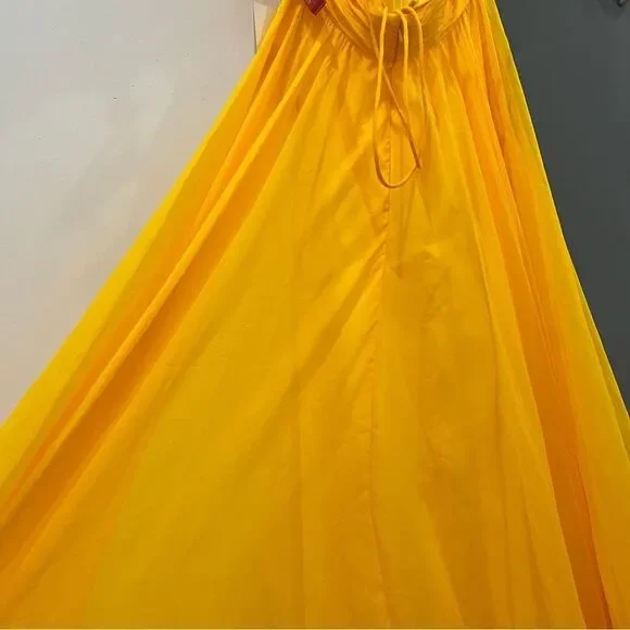 NWT Mac Duggal 67911 Yellow Ruffle Chiffon Cutout Maxi Dress size 0